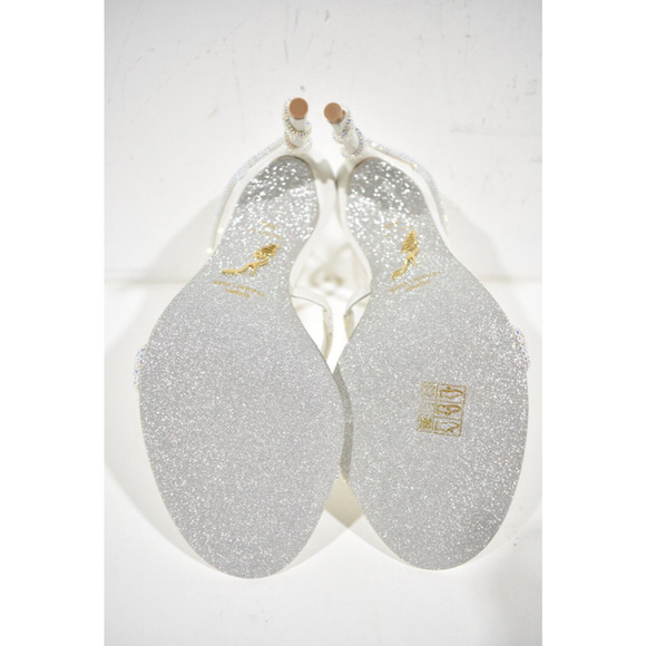 Rene Caovilla Margot Ivory White Crystal Ankle Wrap Strap Sandal Heel Pump 36 - Picture 12 of 12